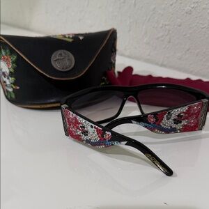 Ed Hardy Women's Sunglasses with Black Frame and Red Accents